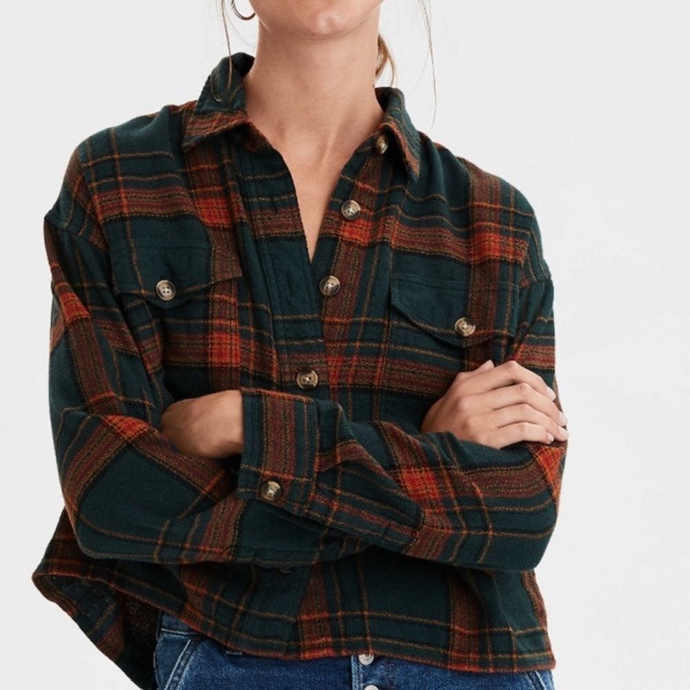 American Eagle Cropped Flannel
